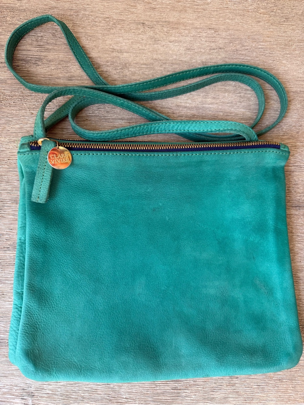 Clare Vivier Double Sac Bretelle Crossbody Green Leather Vintage Pre-Clare V